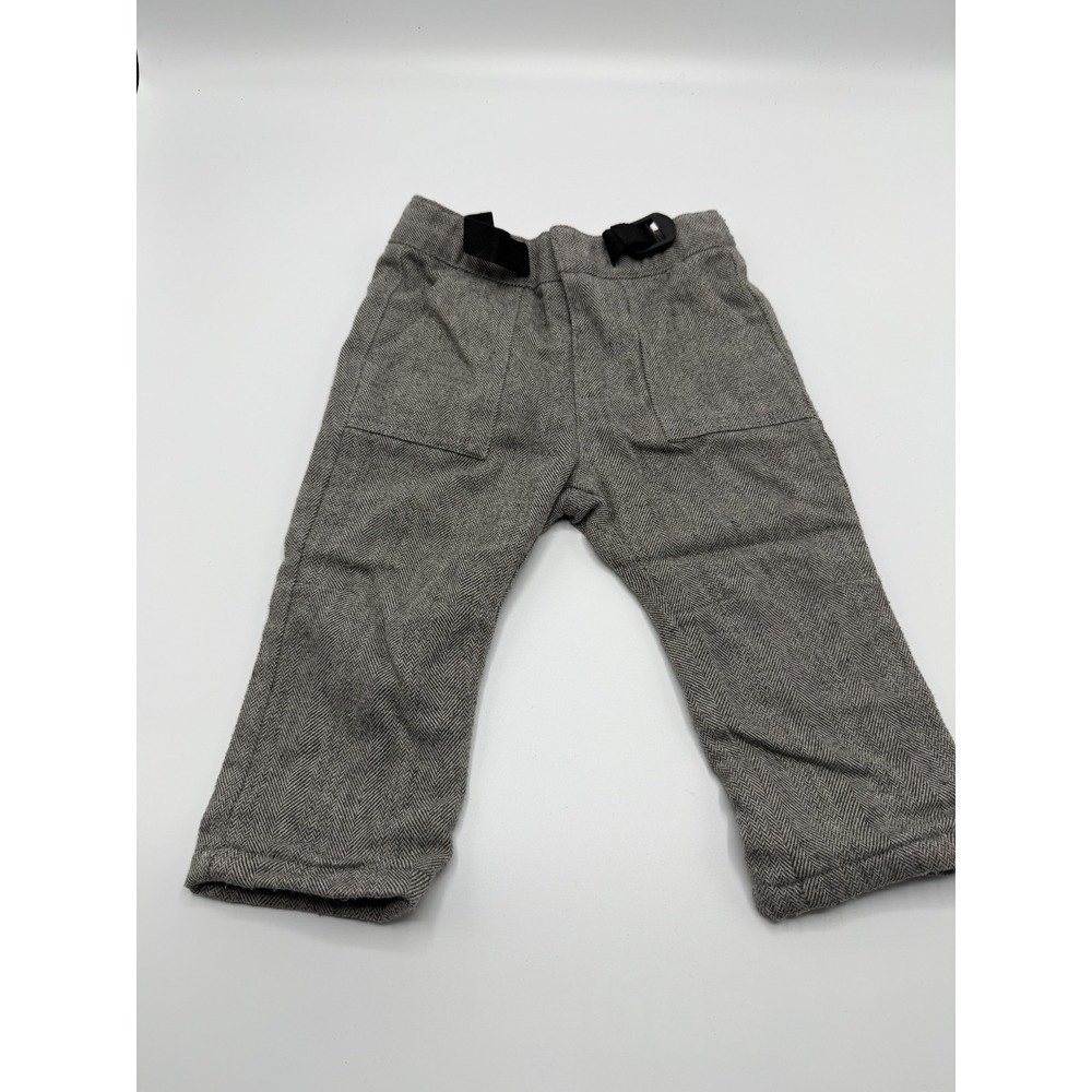 ZARA Baby Boy Gray Herringbone Trousers Pants Size 9-12 Months Pre-owned AS IS